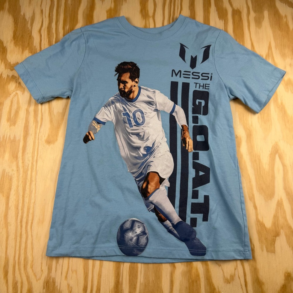 Messi Collection Kids Light Blue The G.O.A.T. Soccer Graphic T-Shirt Size 8
